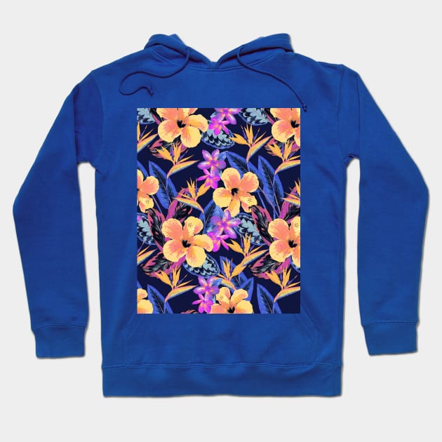 Aloha Blacklight Royal Yellow Hoodie by Nina May Design Studio